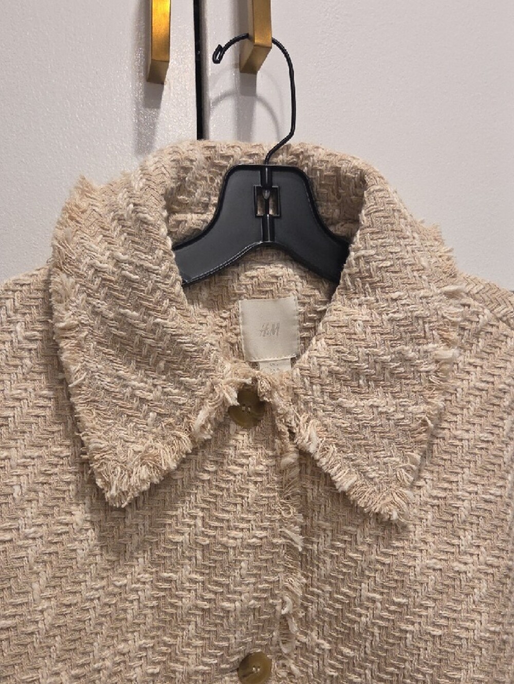 H&M Textured Beige Button Jacket - Picture 3 of 5